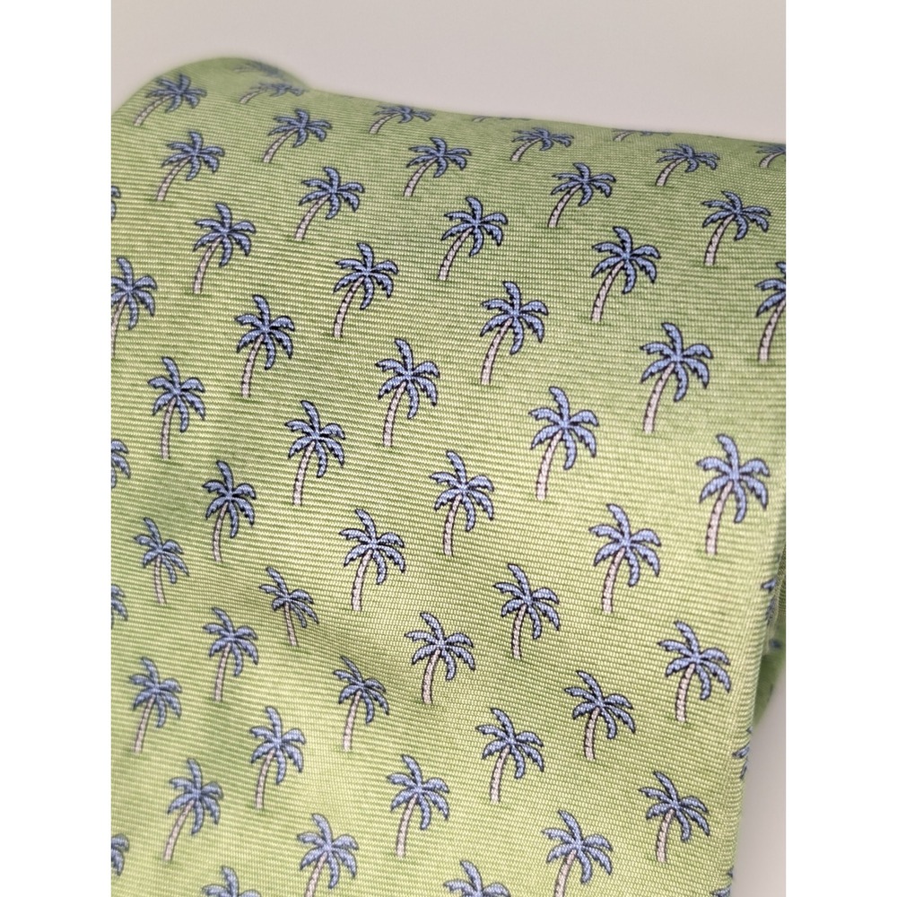 Tommy Hilfiger Palm Tree 100% Silk Neck Tie 3.5‎ x 57 Green Blue Tropical USA - Picture 2 of 9